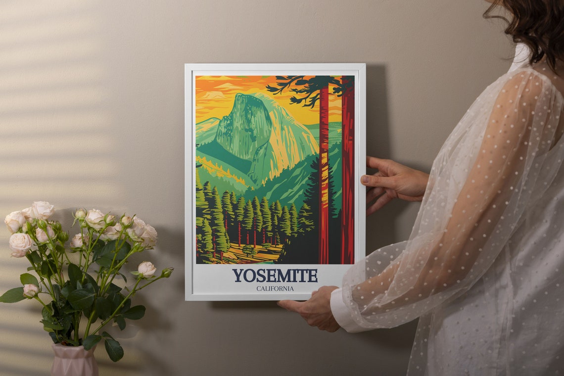Yosemite California Half Dome Retro Bold Forest Travel Poster - Image 2