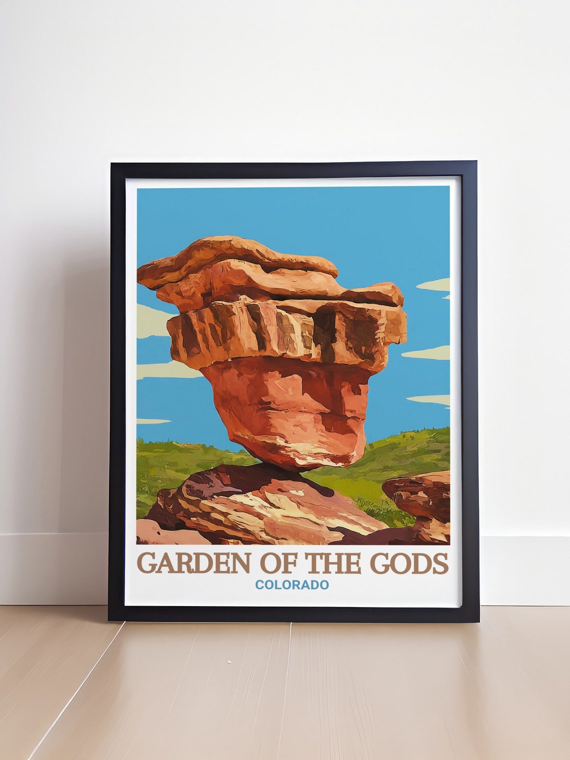 Gardens Of The Gods Art Print Balanced Rock Travel Poster Gardens Of The Gods Decor Balanced Rock Print Gardens Of The Gods Gift - Image 4