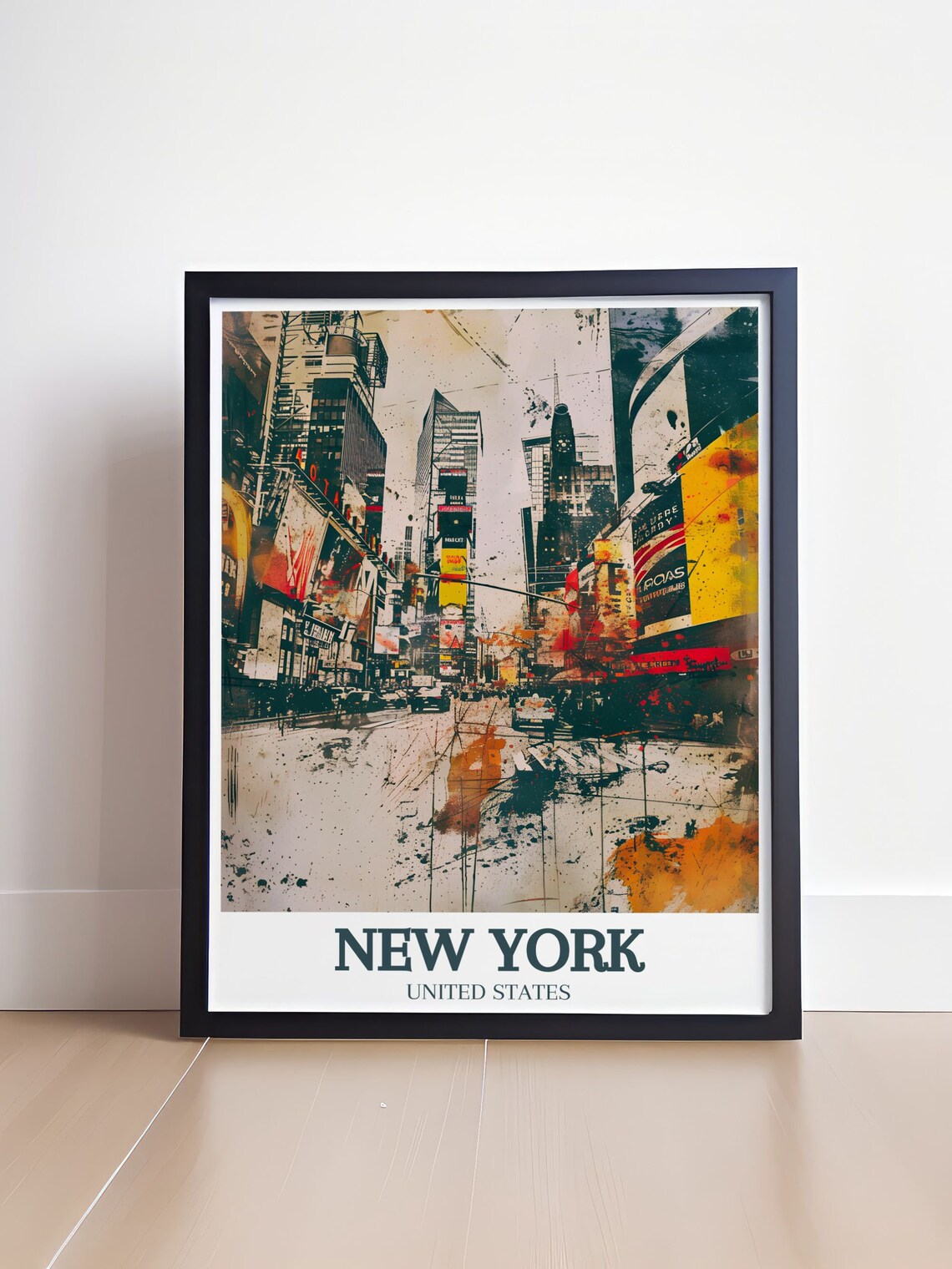 New York Times Square Street Watercolor United States Poster - Image 4
