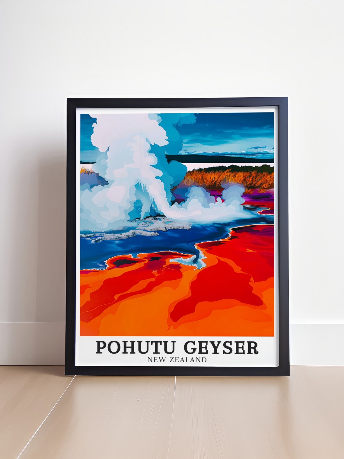 Pohutu Geyser New Zealand Red Terrace Steam Bold Pop Art Poster - Image 4