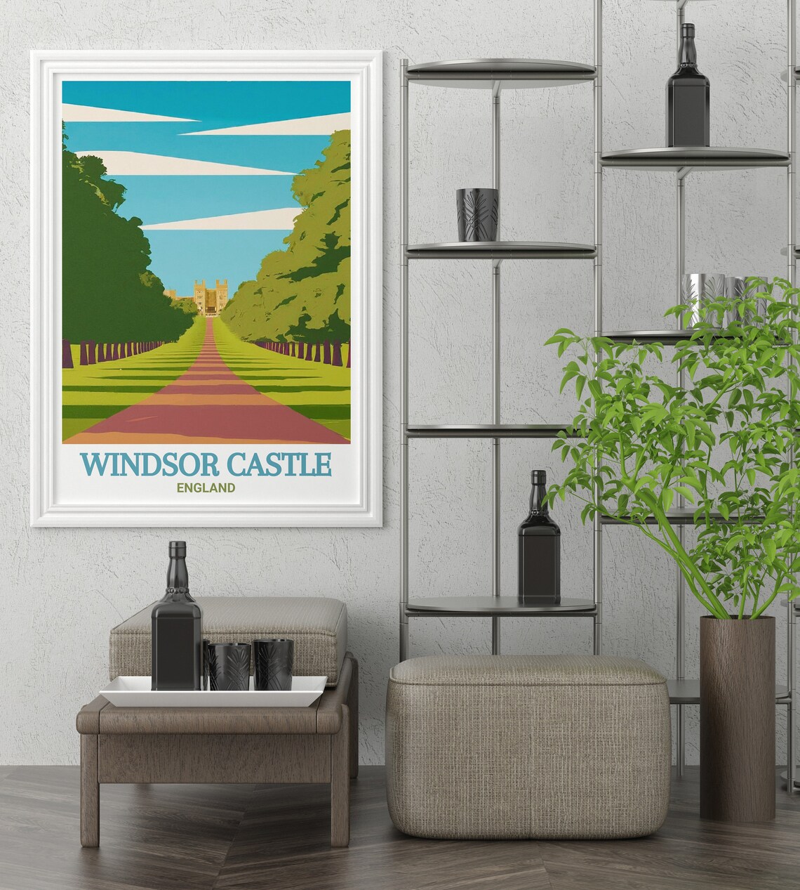 The Long Walk Avenue Windsor Castle England Royal Travel Poster - Image 3