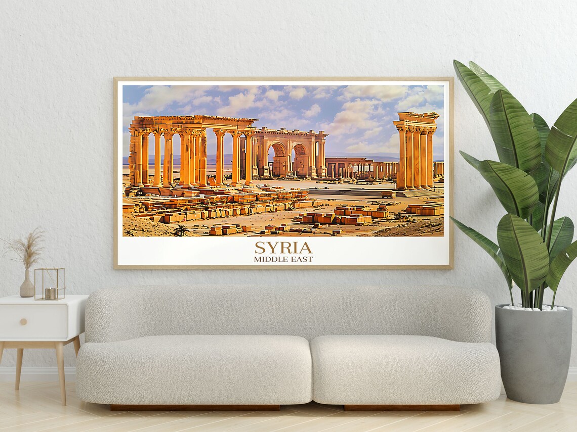 Syria Ancient Arches Ruins Amber Desert Stones Travel Poster - Image 3