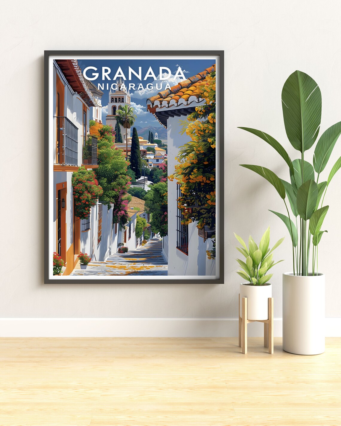 Granada Nicaragua Colonial Street Cathedral Tower Central America Poster - Image 3