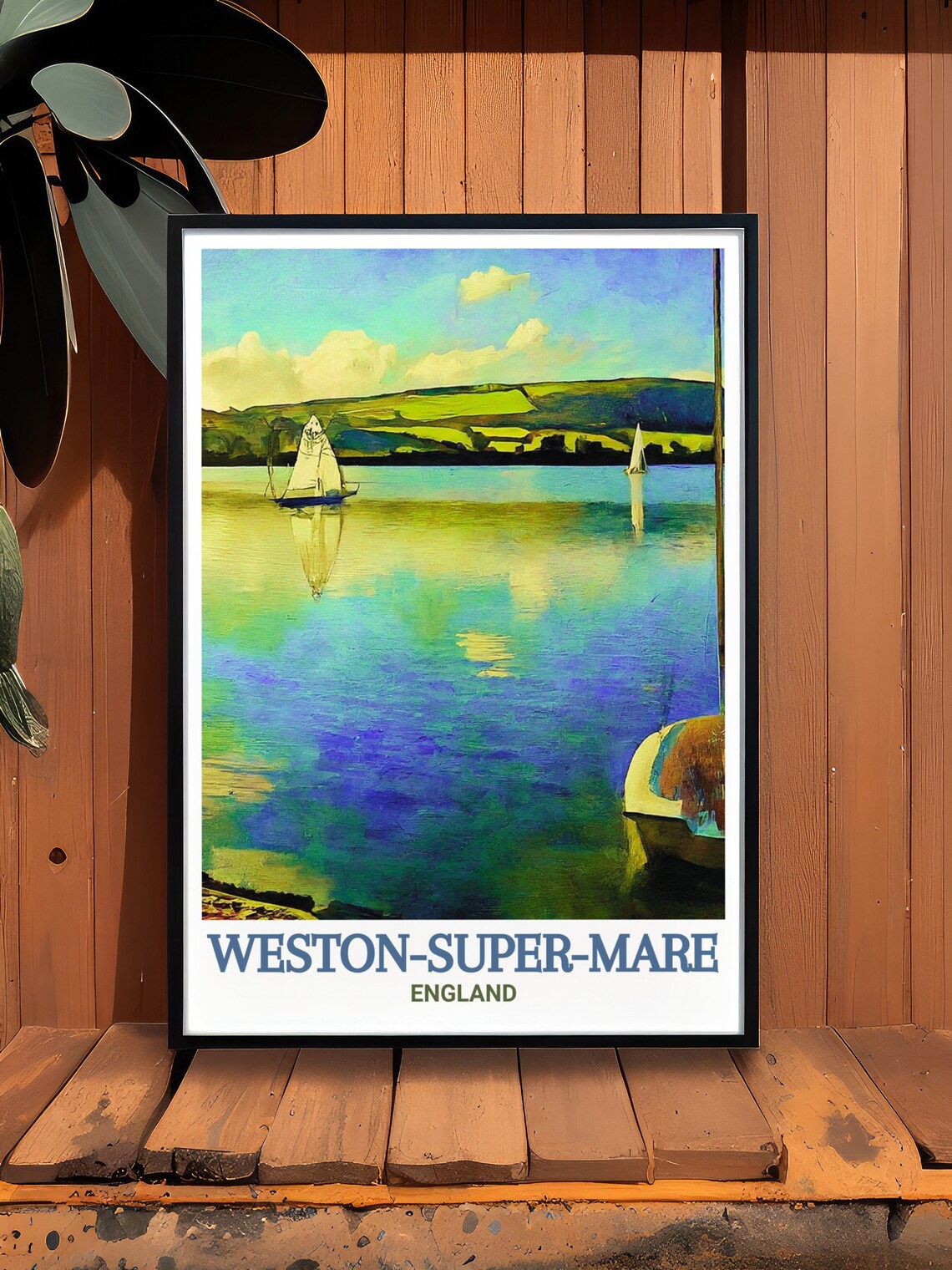 Weston Super Mare England Sailboats On Calm Waters Travel Poster - Image 2