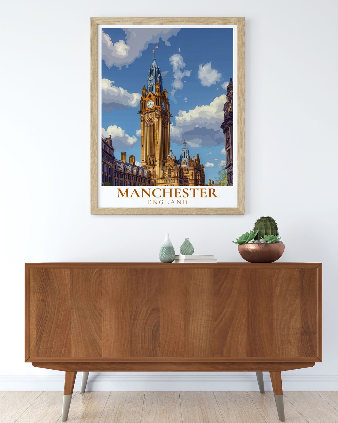 Manchester England Town Hall Clock Tower Historic Landmark Poster - Image 3