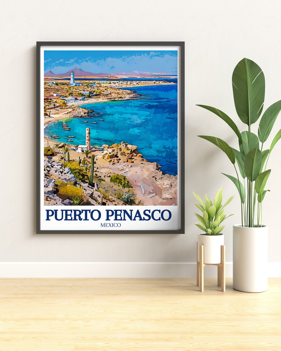 Puerto Penasco Mexico Coastal Bay Town Lighthouse Travel Poster - Image 3