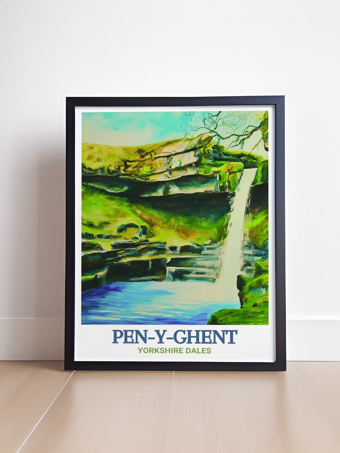 Pen-y-ghent Hull Pot Waterfall Painterly Dales Travel Poster - Image 4