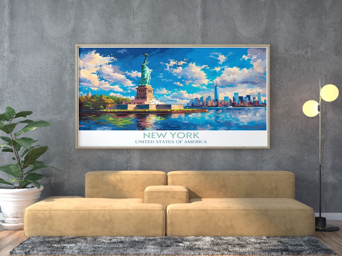 Statue Of Liberty New York Harbor Skyline Water Reflection Poster - Image 3