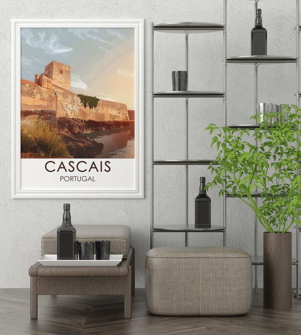 Cascais Portugal Historic Coastal Fortress Sunset Travel Poster - Image 4