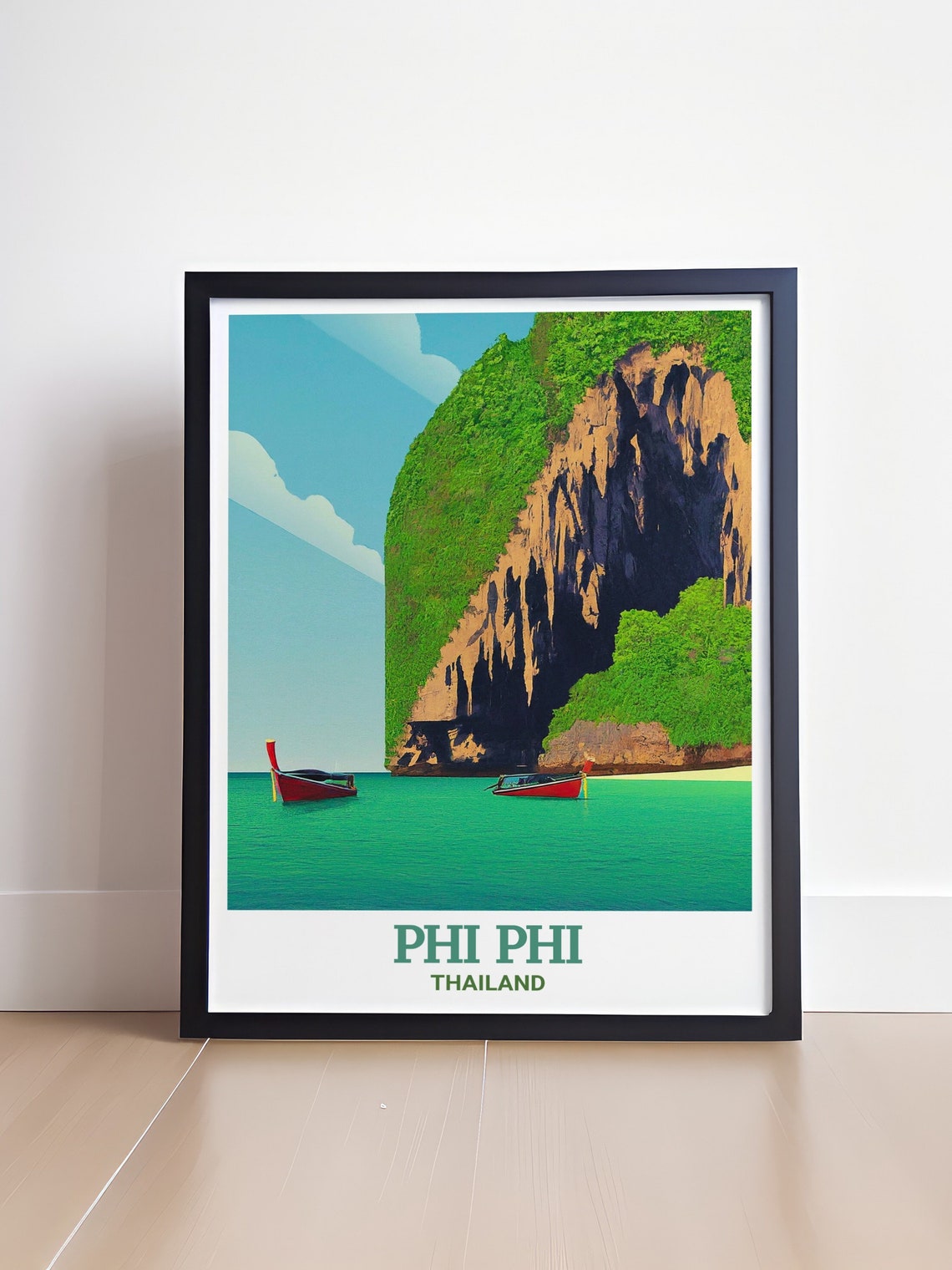 Phi Phi Islands Viking Cave Thailand Tropical Beach Travel Poster - Image 4