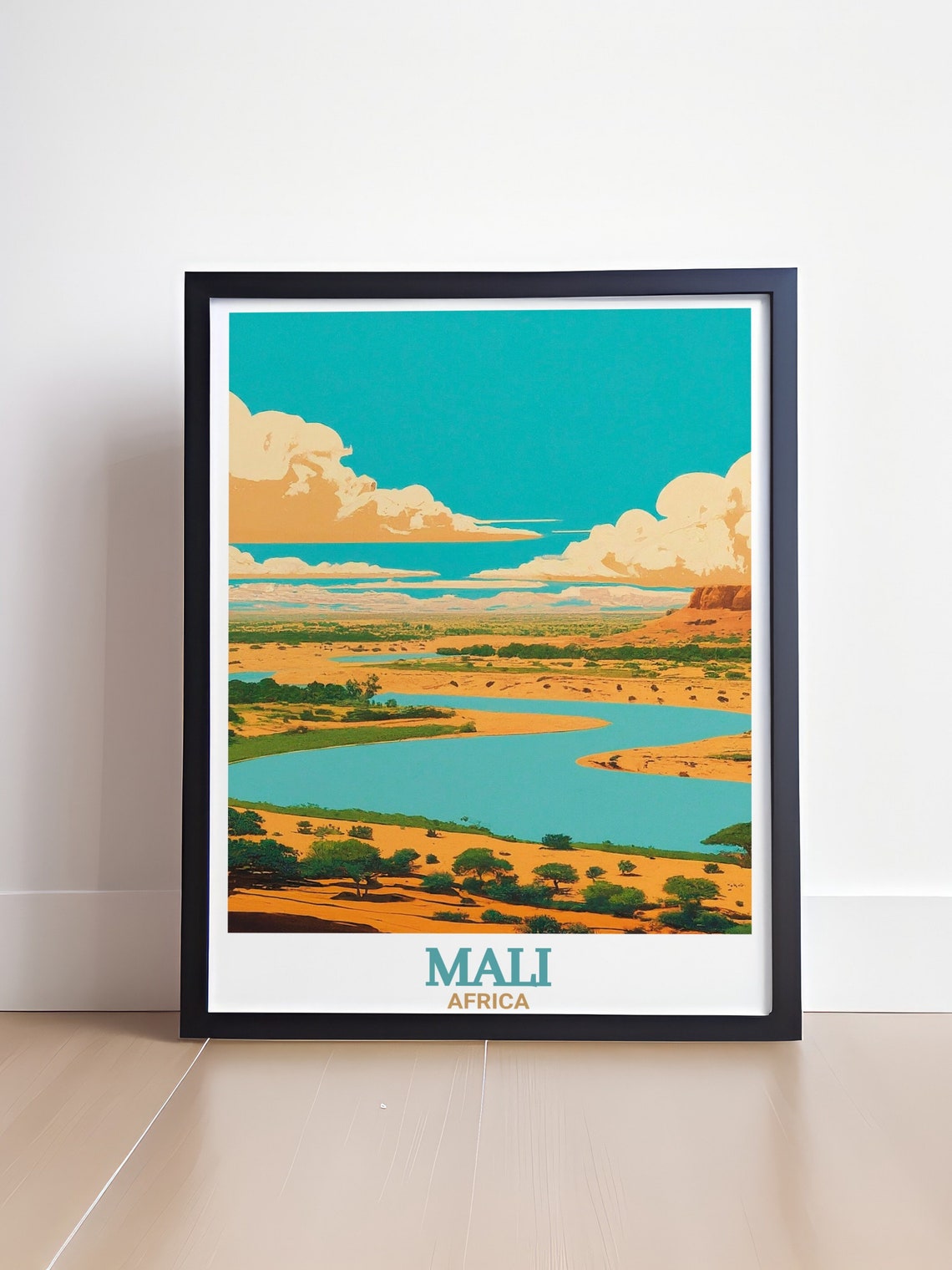 Mali Africa Niger River Desert Oasis Landscape Artwork Scene Poster - Image 4