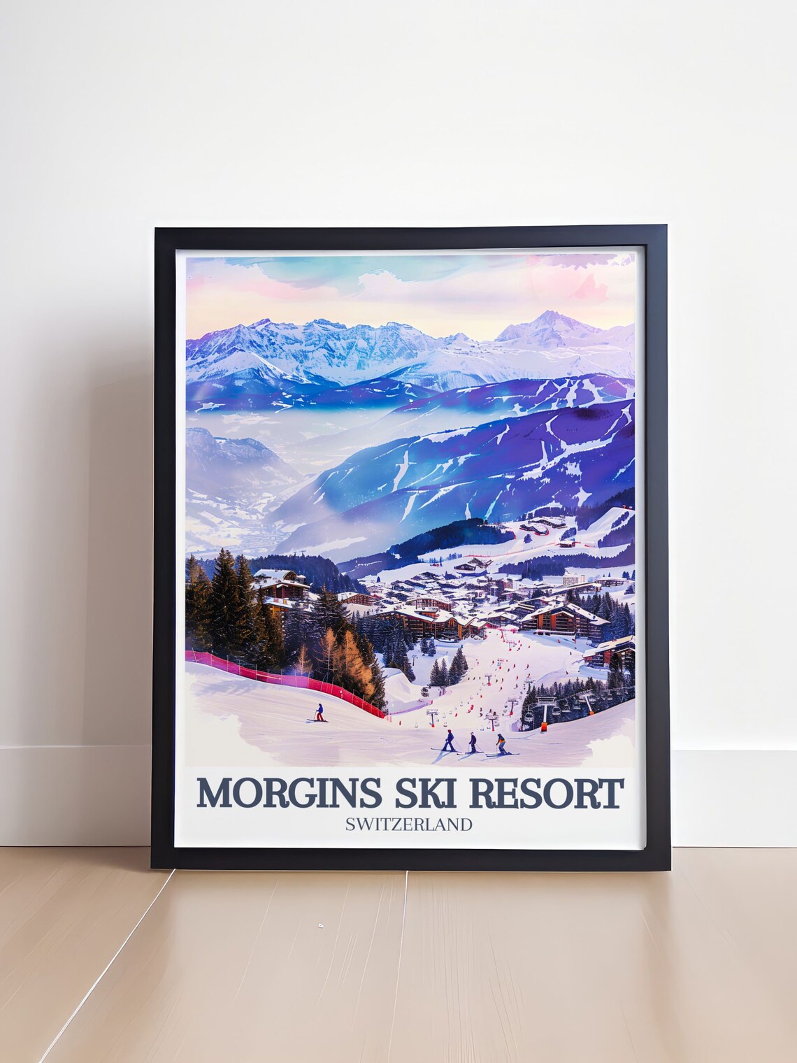 Morgins Ski Resort Village Swiss Alps Snowy Slopes Travel Poster - Image 4