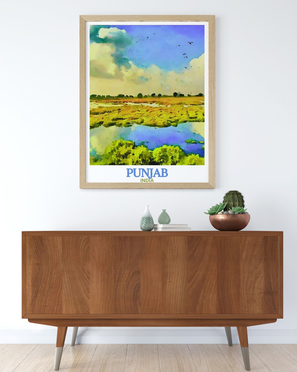 Punjab India Harike Wetland Bird Sanctuary Impressionist Poster - Image 3