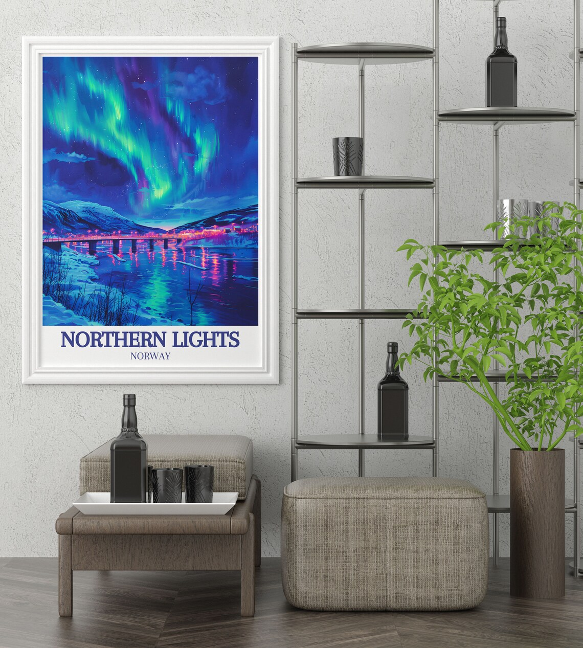 Northern Lights Tromso Norway Bridge Aurora Night Sky Travel Poster - Image 3