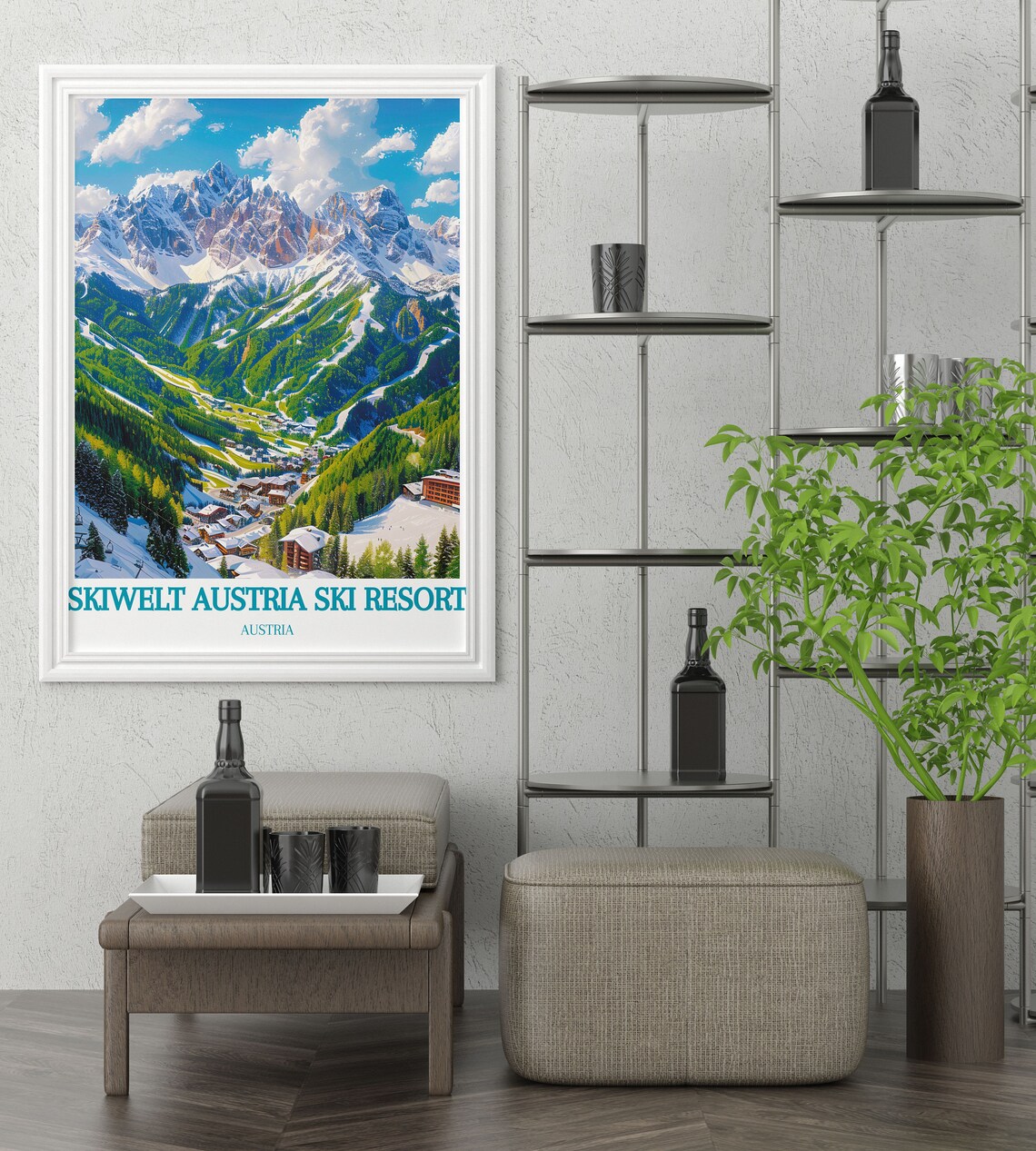 SkiWelt Austria Ski Resort Snowy Alpine Village Valley Poster - Image 3