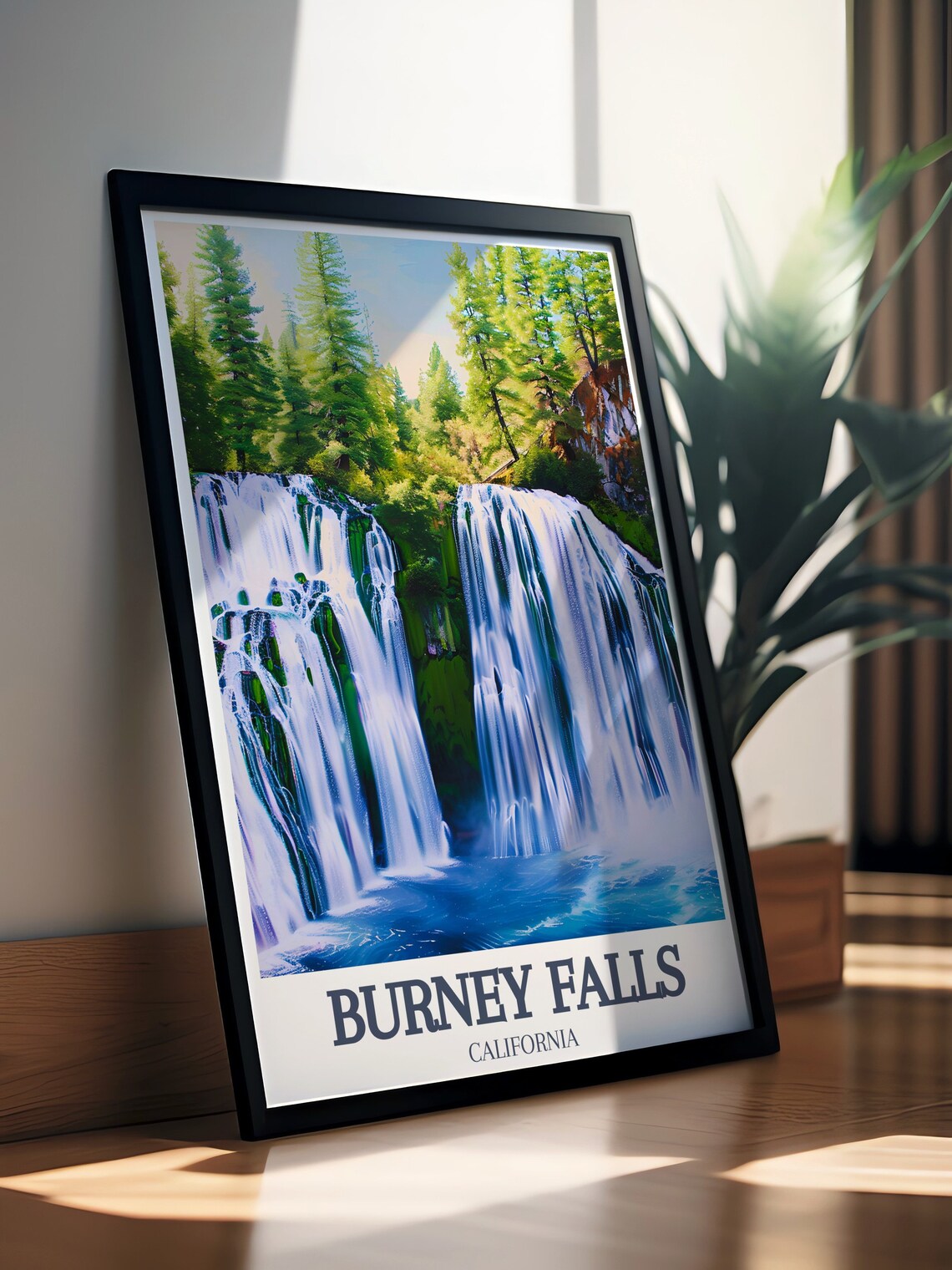 Burney Falls Close Up Curtain Of Falls And Misty Spray Poster - Image 3