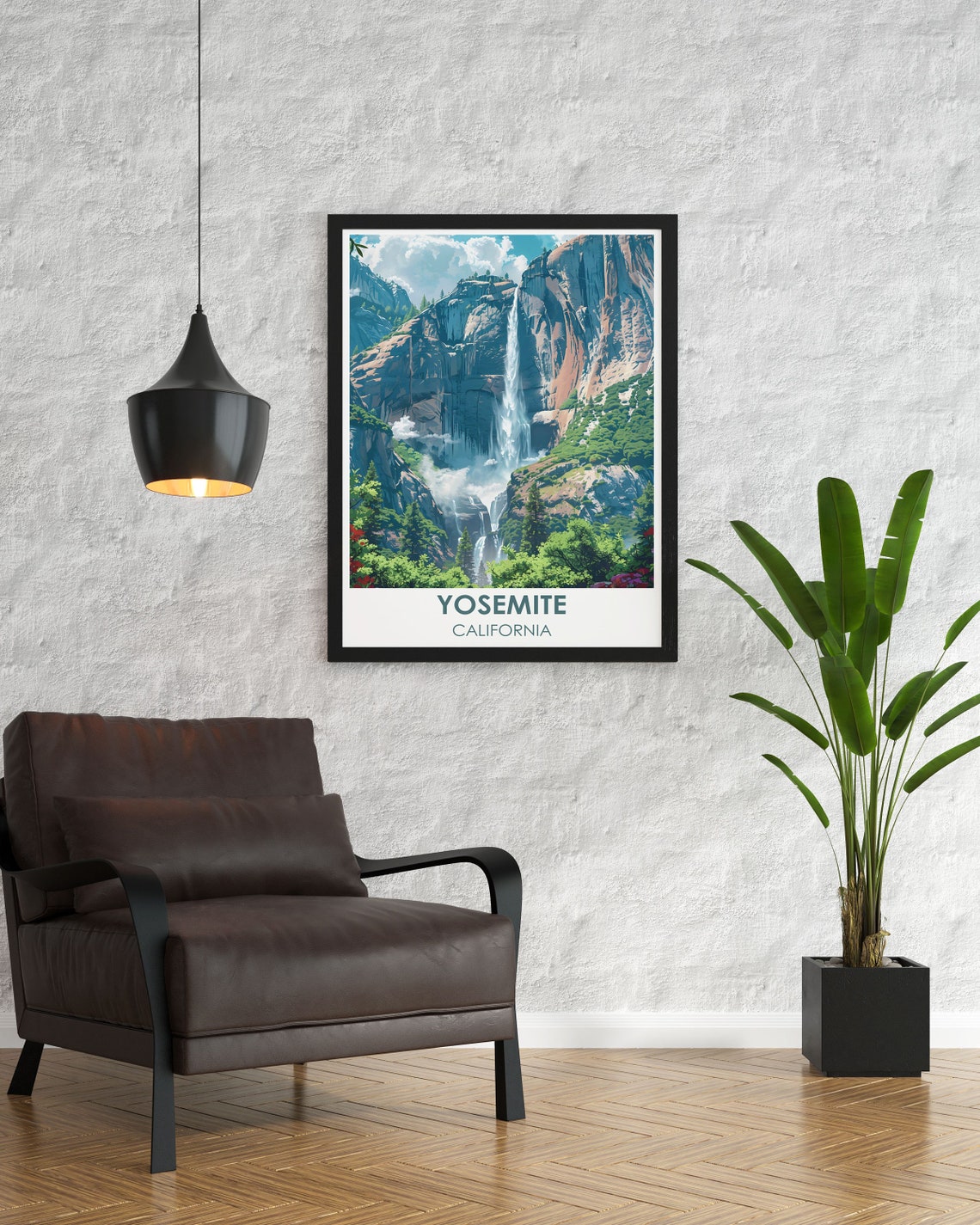 Yosemite California Towering Waterfall Granite Cliffs Poster - Image 2