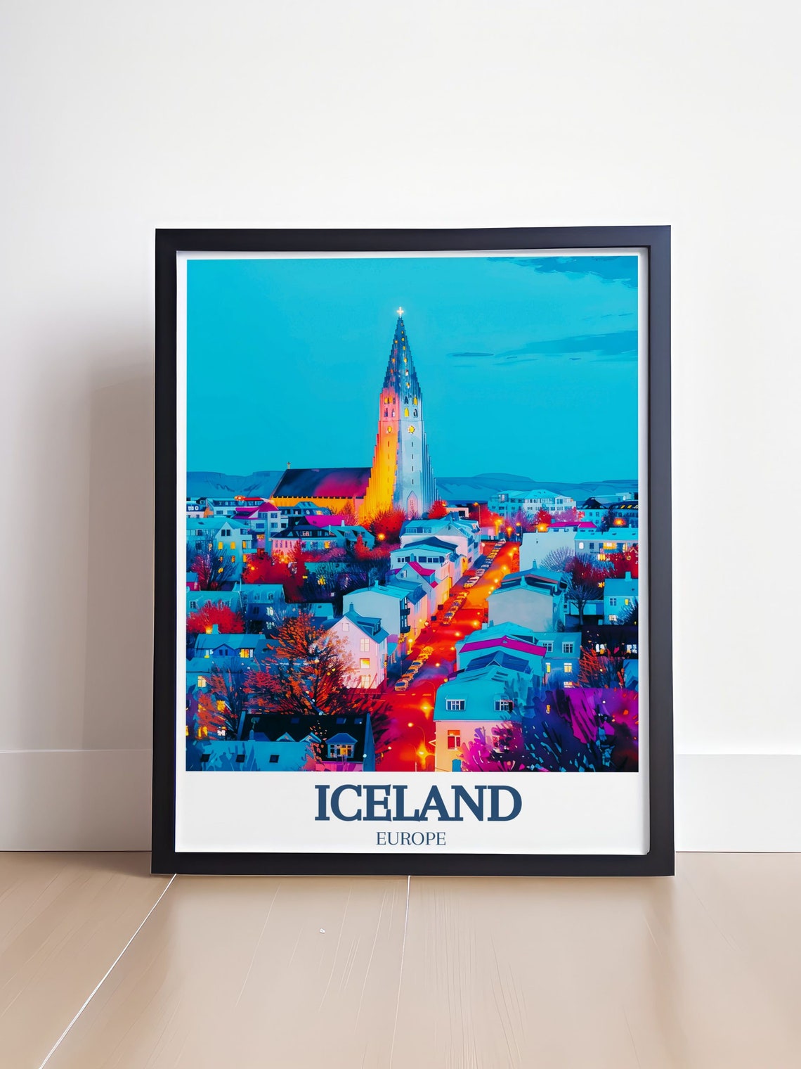 Reykjavik Iceland Hallgrimskirkja Glowing Dusk Cityscape Poster - Image 4