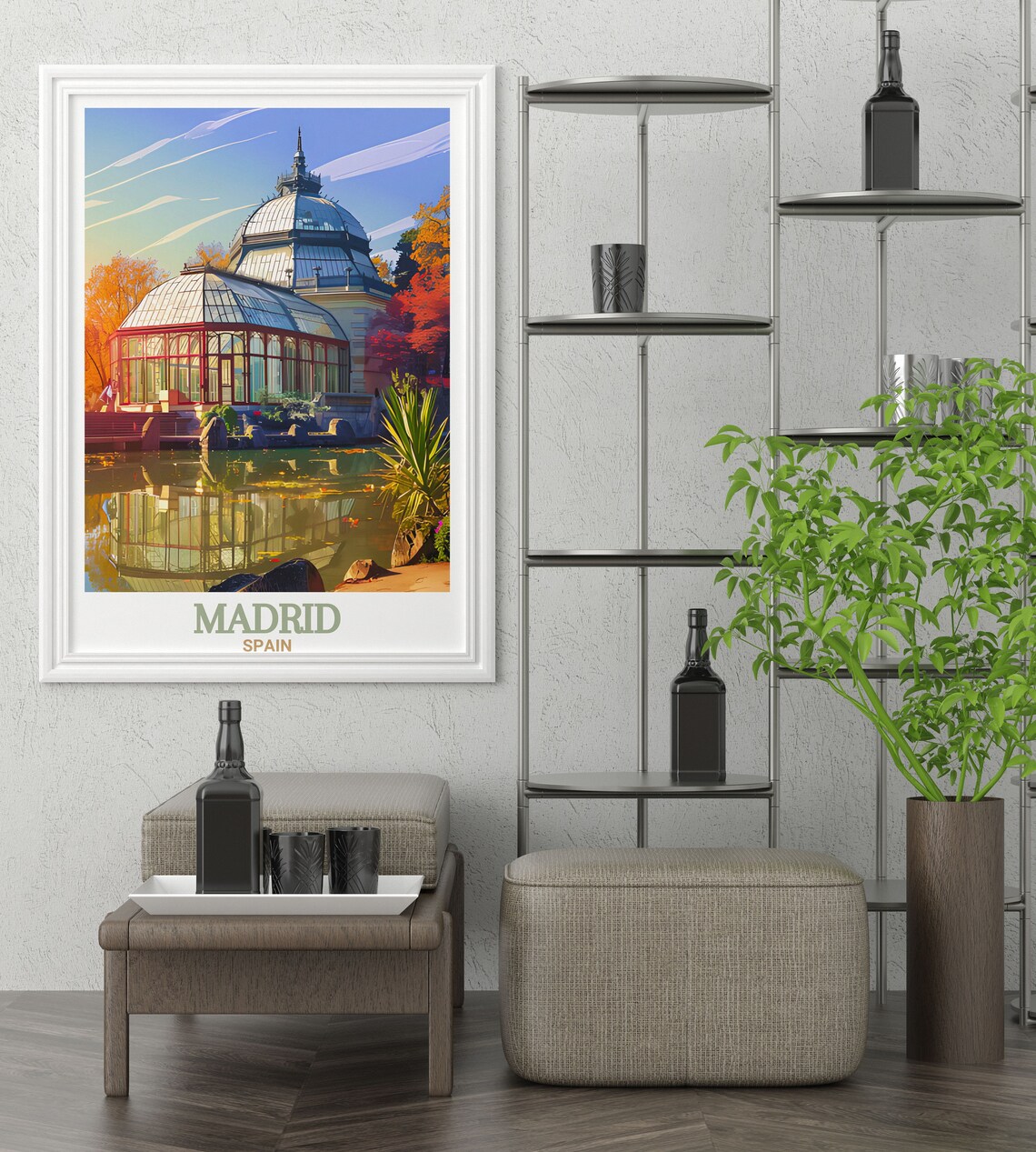 Madrid Retiro Park Crystal Palace Autumn Glass Conservatory Poster - Image 3
