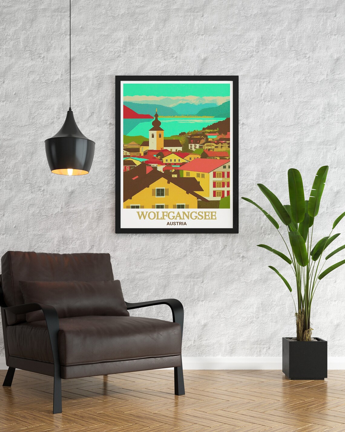Wolfgangsee Austria Village Red Rooftops Vintage Scenic Travel Poster - Image 3