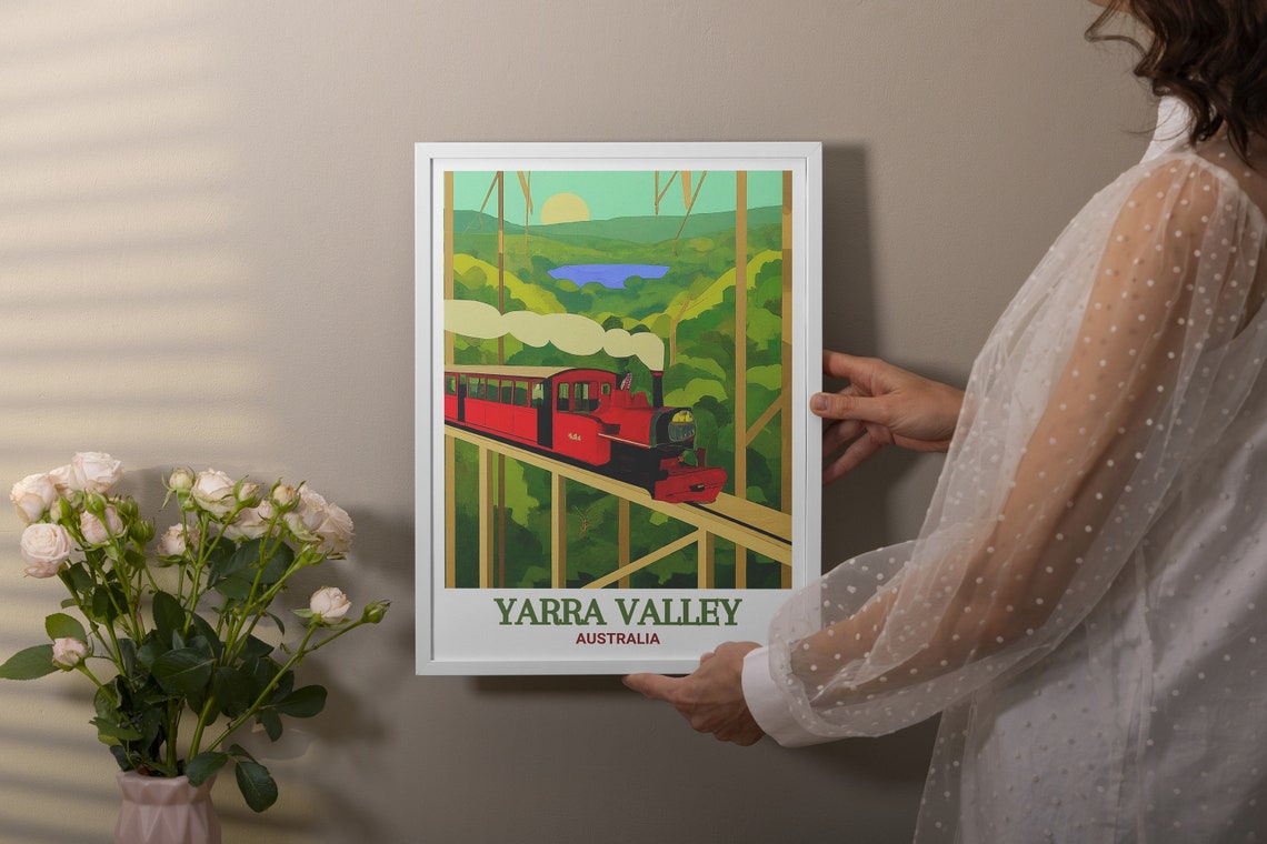 Yarra Valley Steam Train Trestle Bridge Australia Travel Poster - Image 2