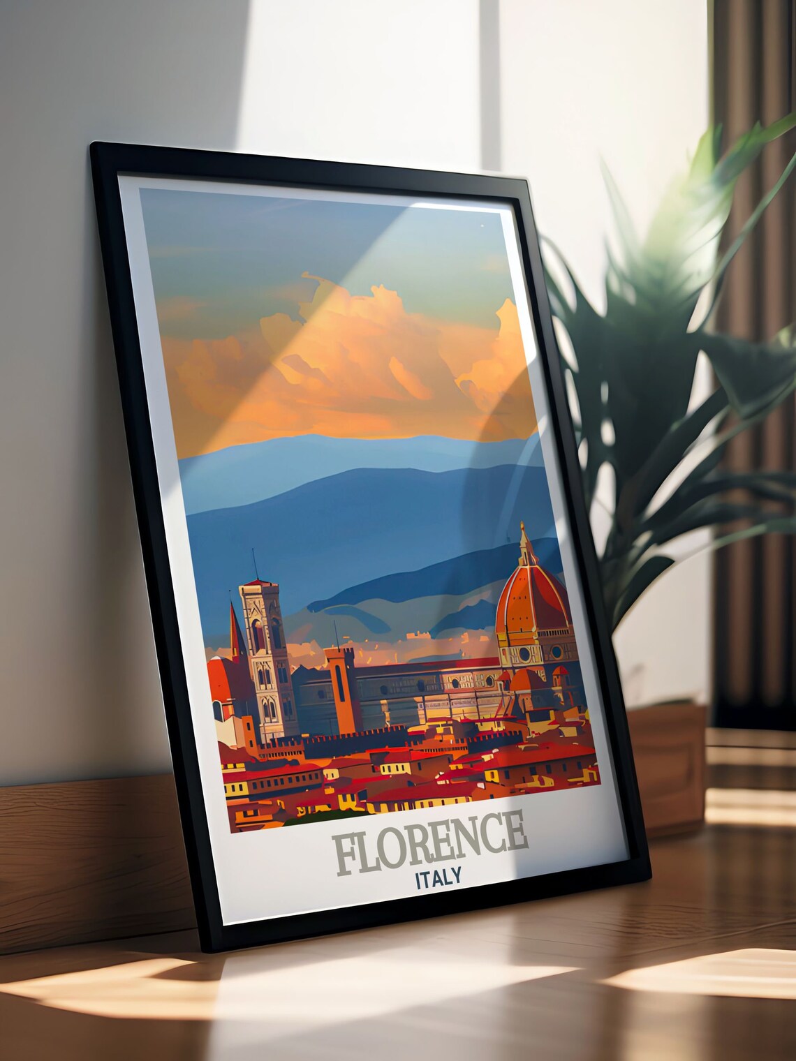 Florence Cathedral Duomo Sunset City Skyline Italy View Poster - Image 3