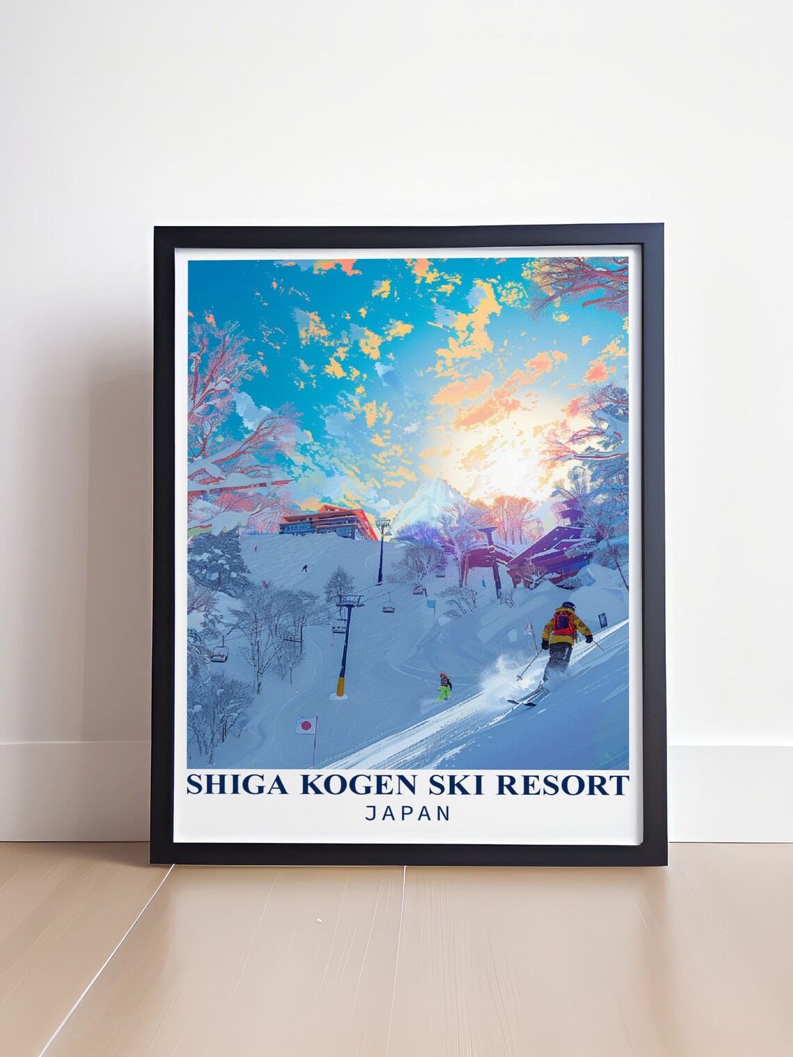 Shiga Kogen Japan Ski Resort Sunny Slopes Lift Powder Day Poster - Image 4