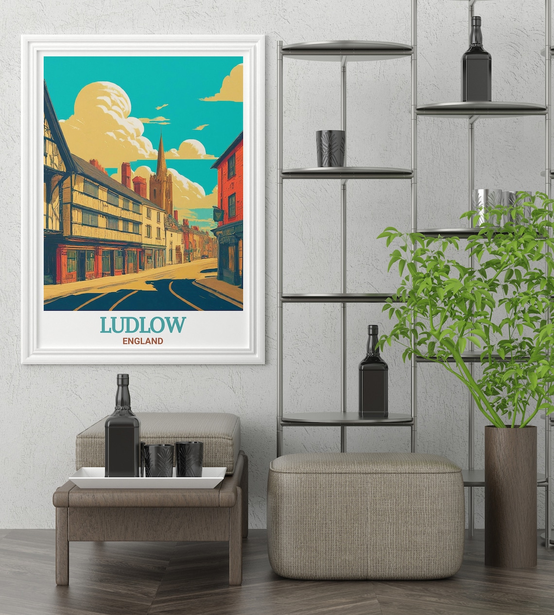 Ludlow England Broad Street Historic Old Town Scene Travel Poster - Image 2