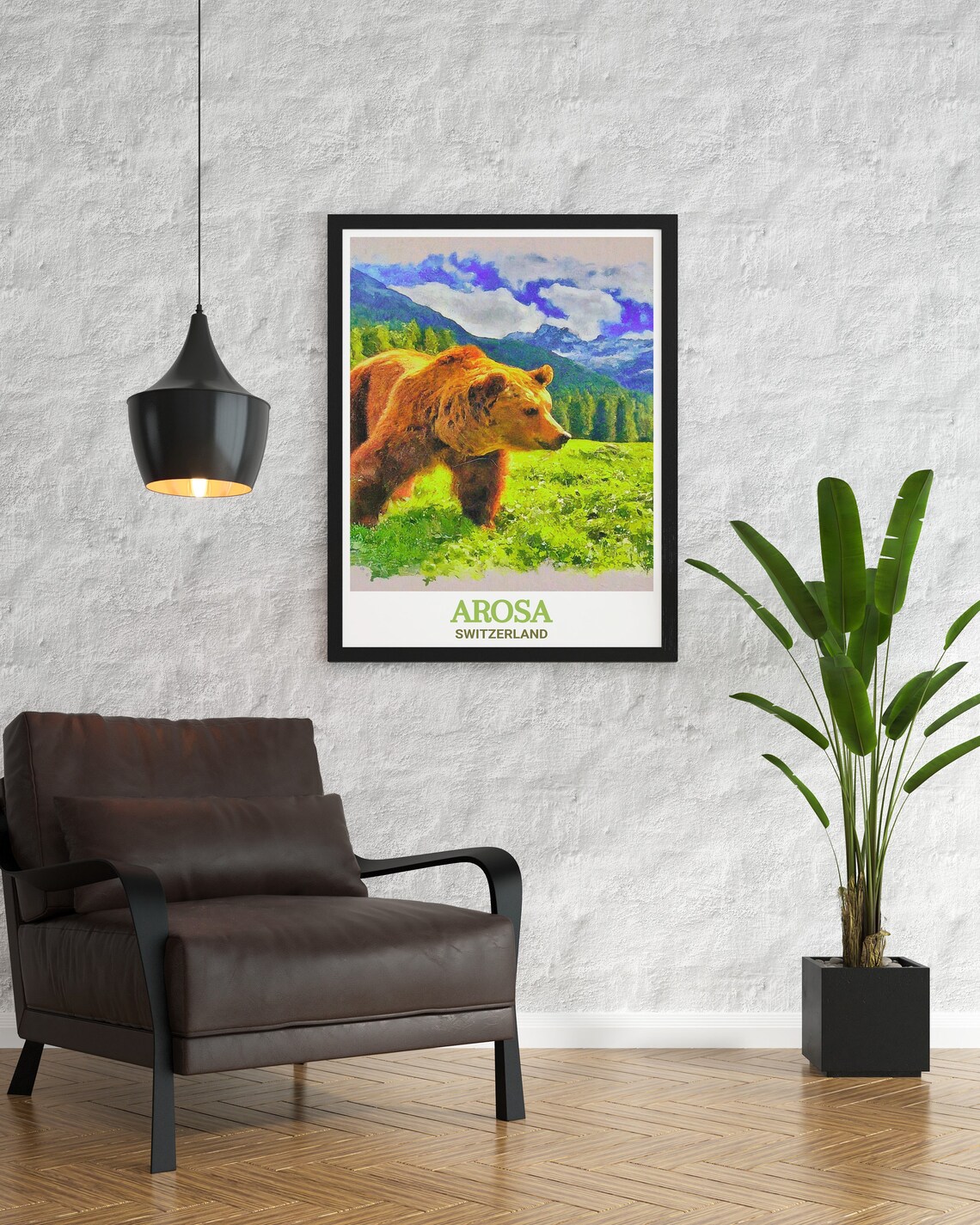 Arosa Brown Bear Alpine Meadow Switzerland Wildlife Art Poster - Image 3