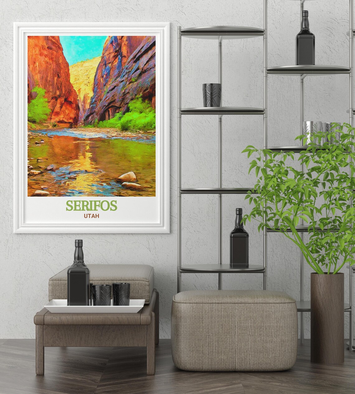 Serifos Utah Red Rock Canyon River Reflections Travel Poster - Image 2