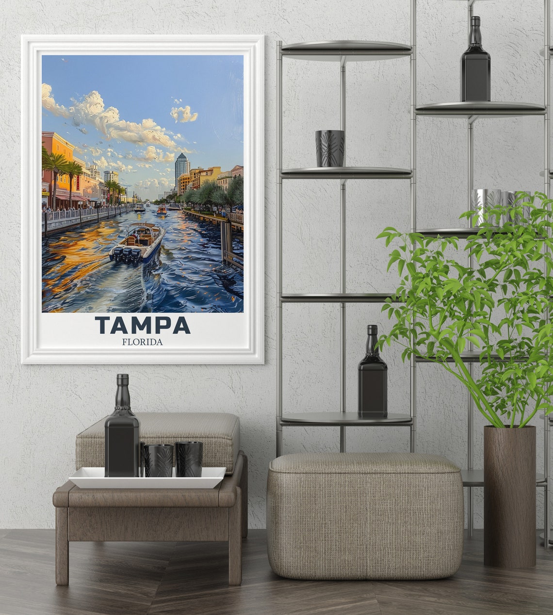 Tampa Travel Poster Tampa Riverwalk Decor Tampa Artwork Tampa Wall Art Tampa Riverwalk Art Print Tampa Prints And Posters - Image 2