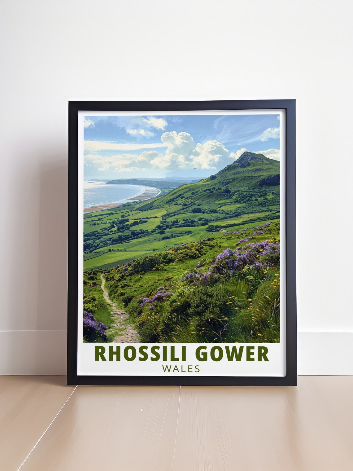 Rhossili Gower Wales Rhossili Down Heather Coast Hike Travel Poster - Image 4