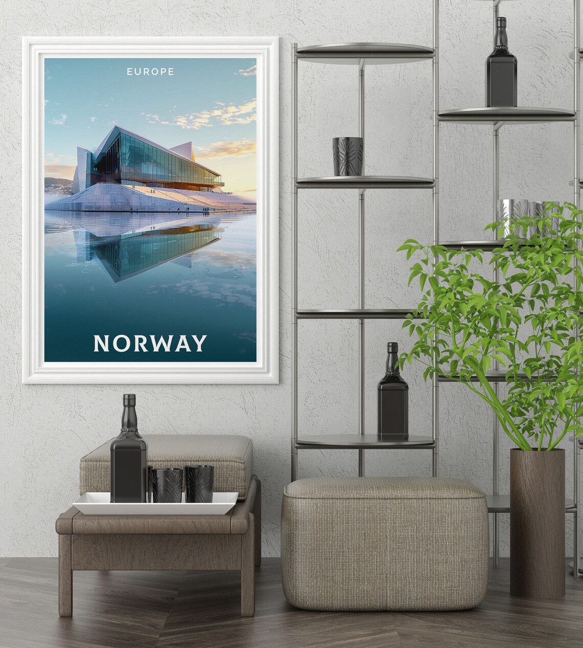 Norway Oslo Opera House Waterfront Reflection Alternate Travel Poster - Image 3