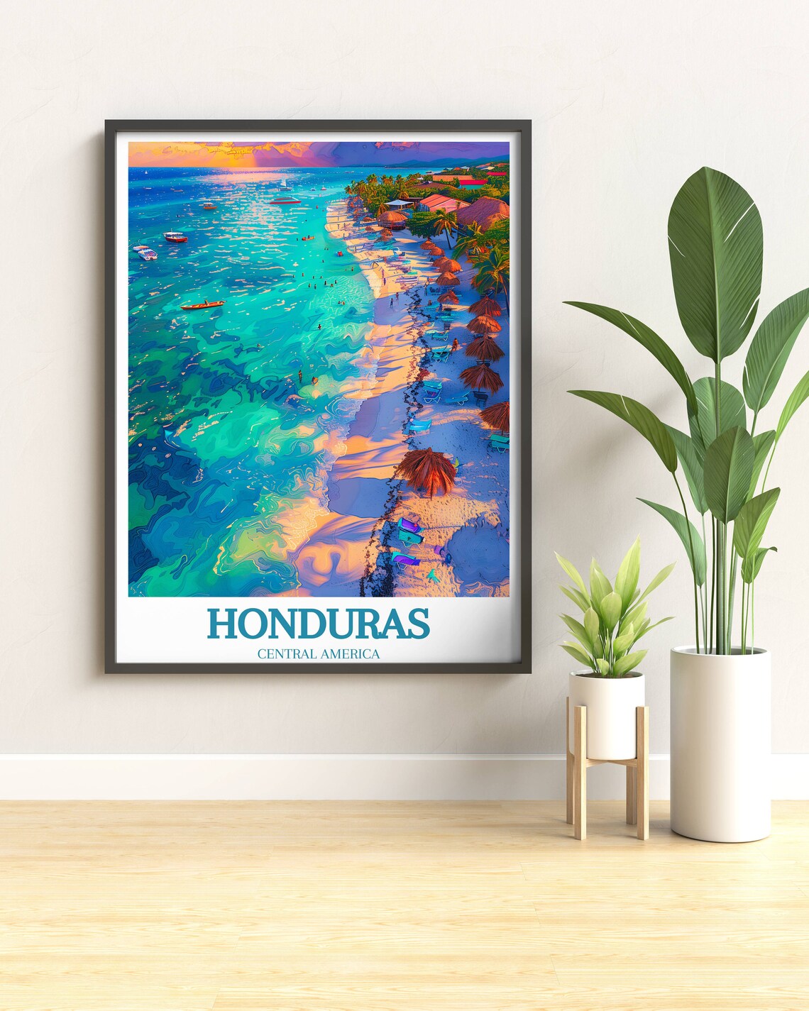 Honduras Central America Tropical Beach Aerial Turquoise Sea Poster - Image 3