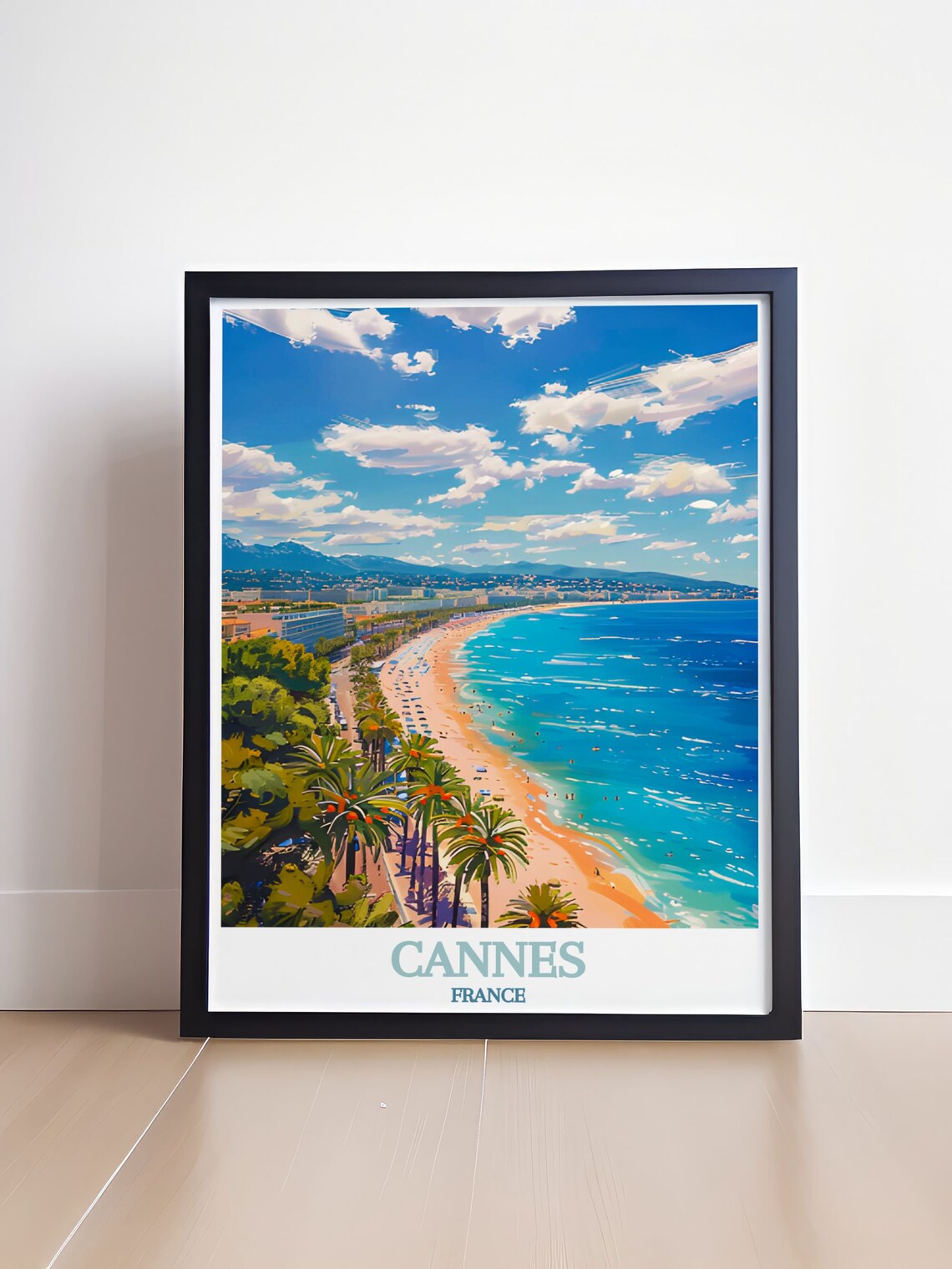 Cannes France Aerial View of La Croisette Riviera Beach Travel Poster - Image 4