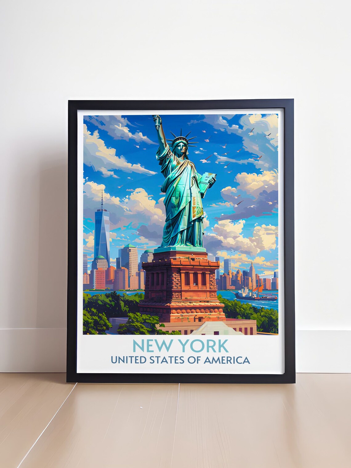 Statue Of Liberty Close Up New York City Skyline Daylight Poster - Image 3