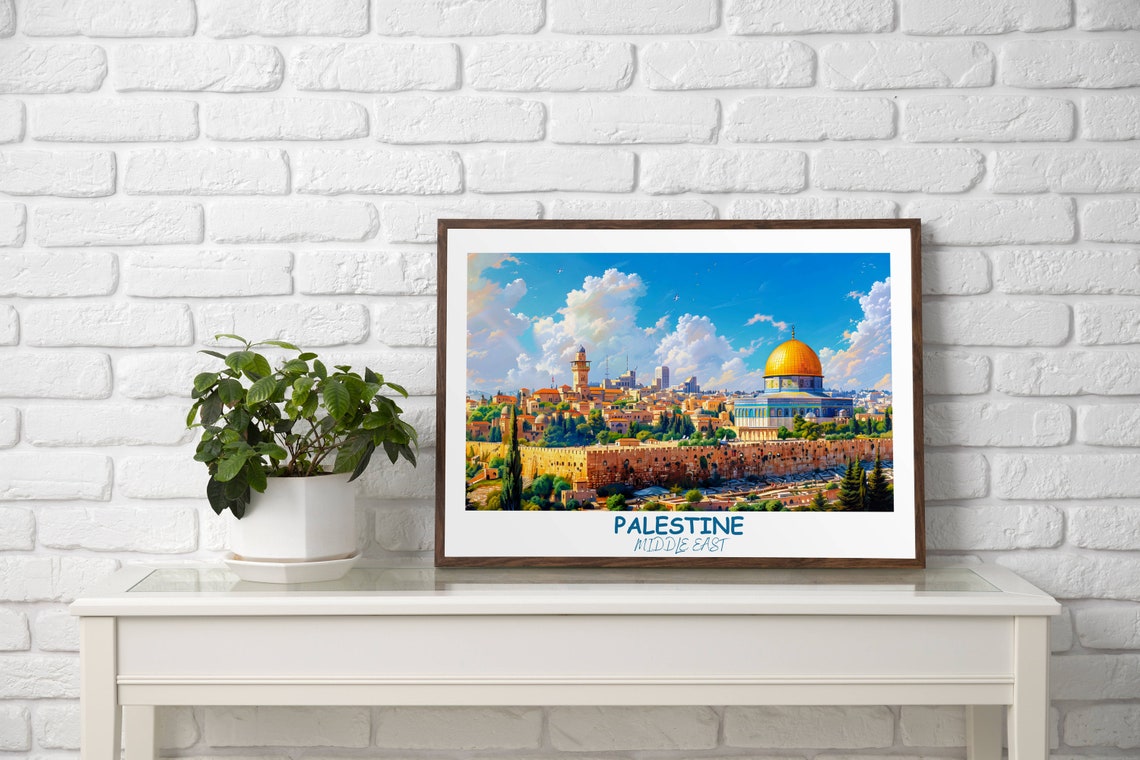 Palestine Travel Print Dome Of The Rock Palestine Travel Gift Vintage Travel Poster Printable City Poster - Image 3