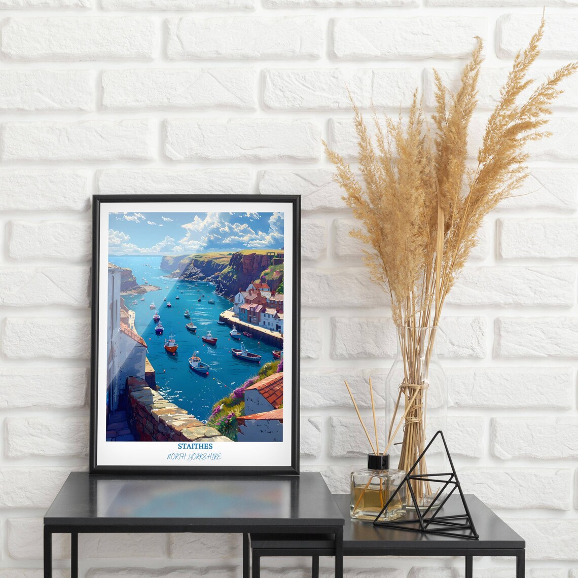 Staithes North Yorkshire Harbour Fishing Boats England Travel Poster - Image 3