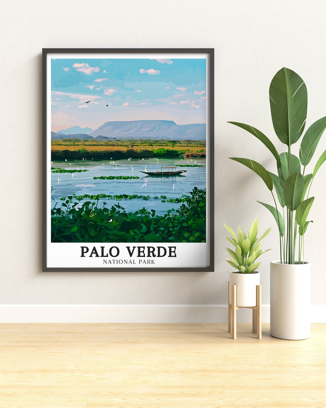 Palo Verde National Park Wetland Lagoon Boat and Birds Poster - Image 2
