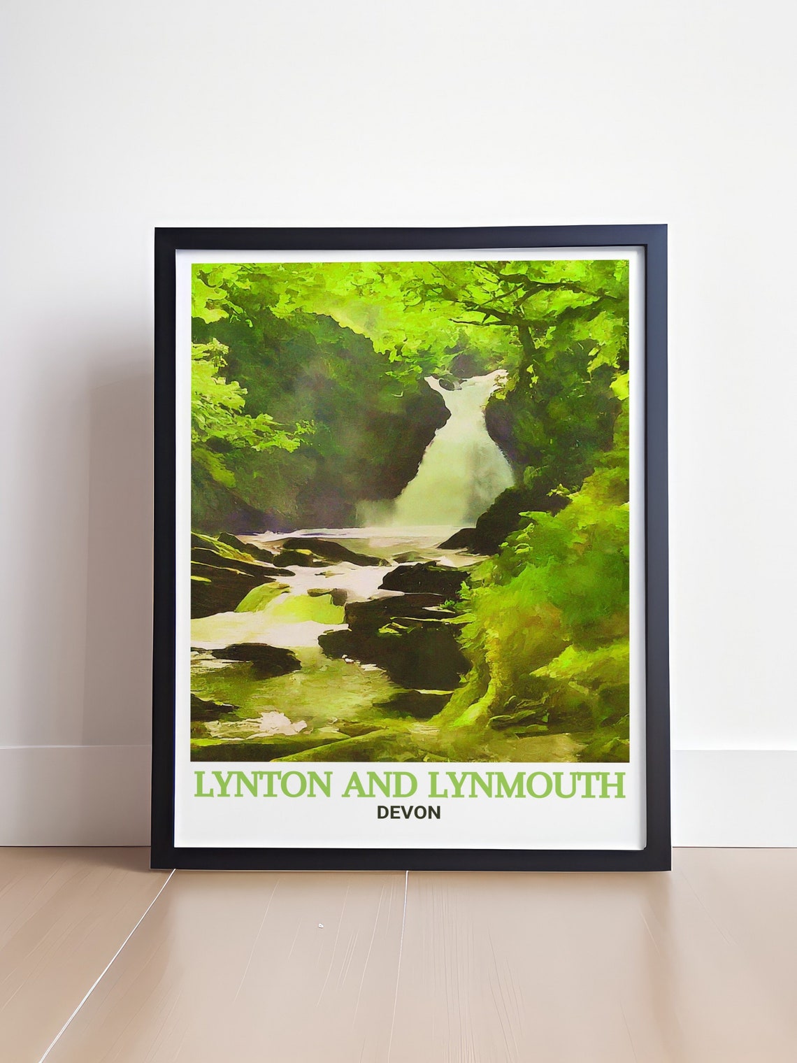Lynton and Lynmouth Waterfall Gorge Lush Devon Landscape Poster - Image 4