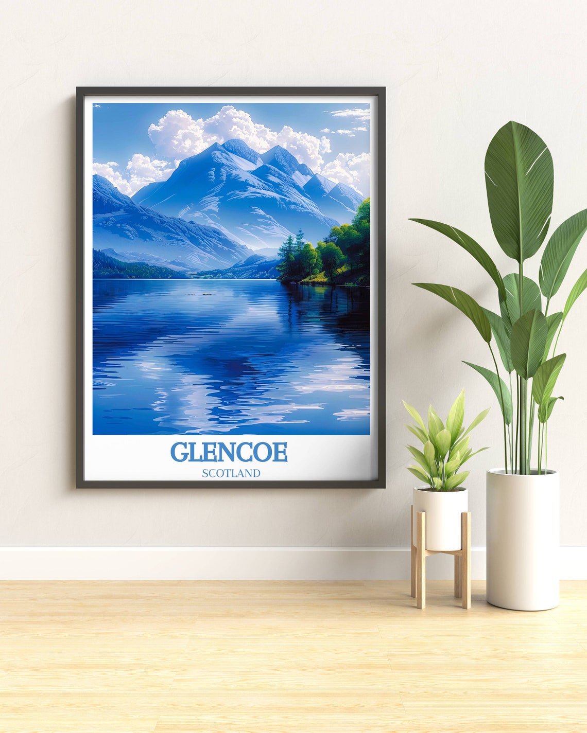 Glencoe Scotland Mirror Lake Blue Mountain View Travel Poster - Image 3