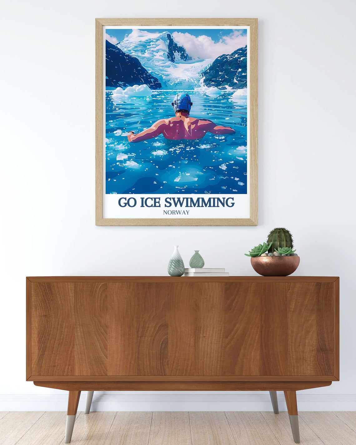 Go Ice Swimming Norway Glacier Fjord Cold Plunge Adventure Poster - Image 2