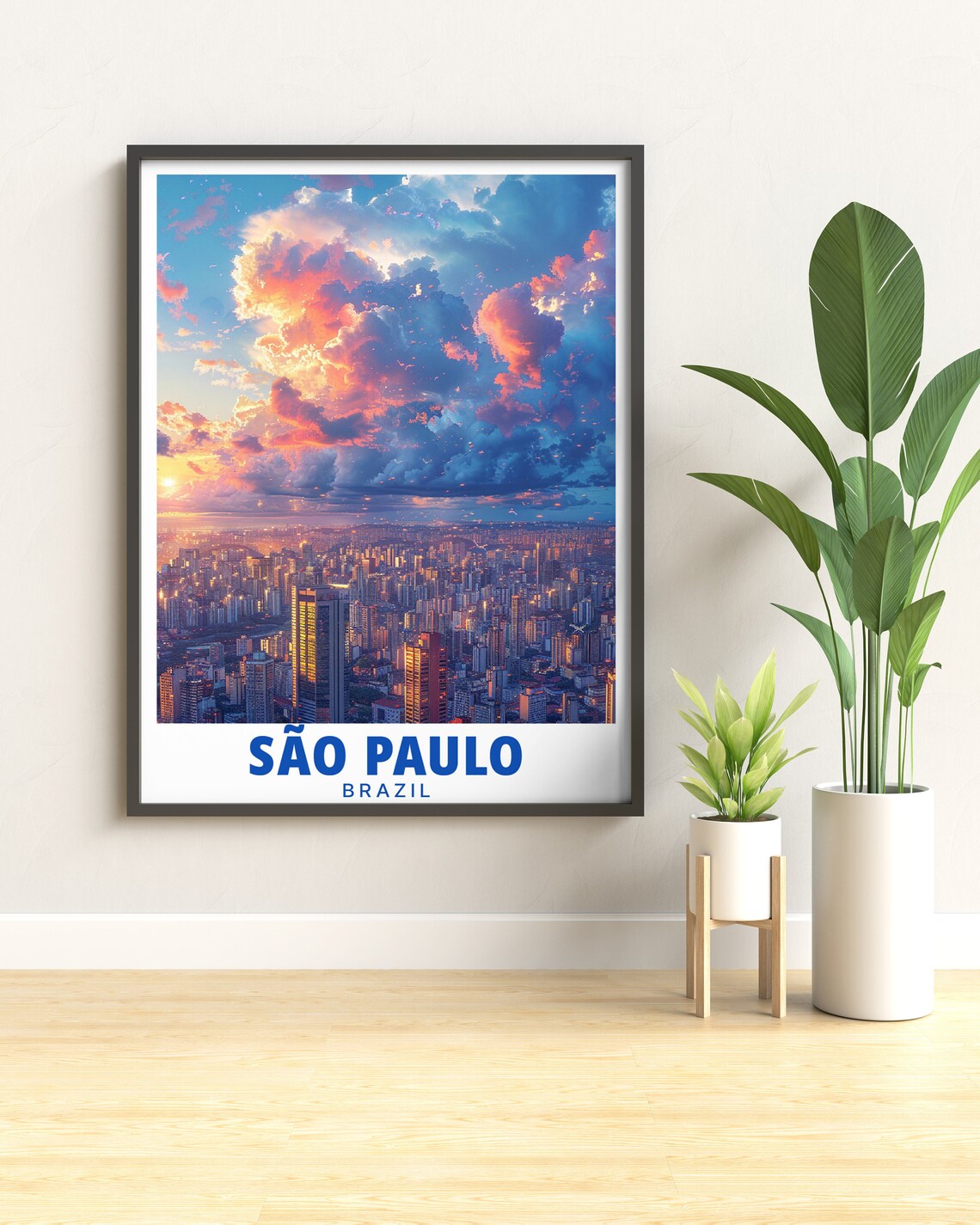 Sao Paulo Brazil Sunset City Skyline Clouds Urban Travel Poster - Image 2