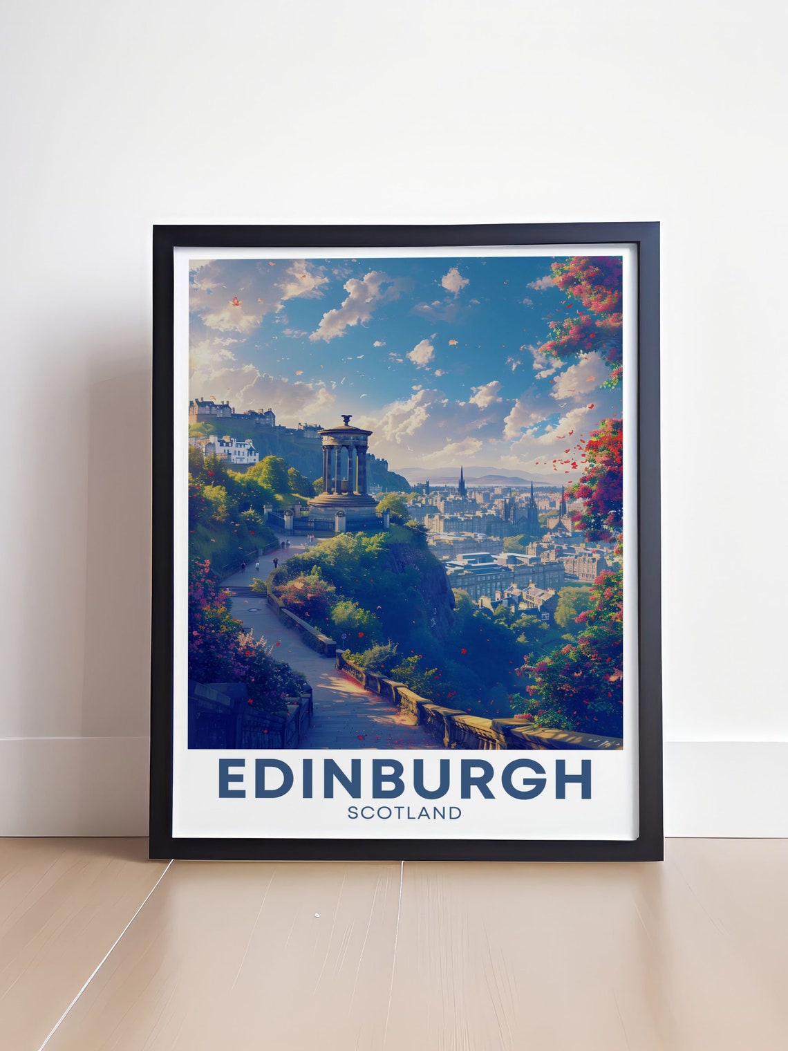 Edinburgh Scotland Calton Hill Monument Spring City Panorama Poster - Image 4