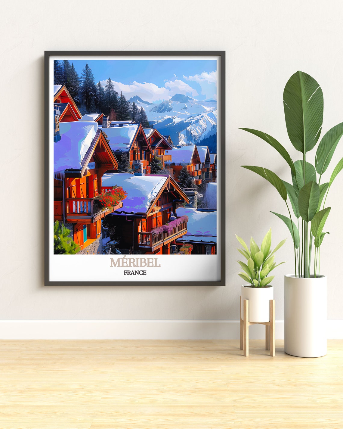 Meribel Alpine Village Snowy Chalets Mountain Retreat Poster - Image 3