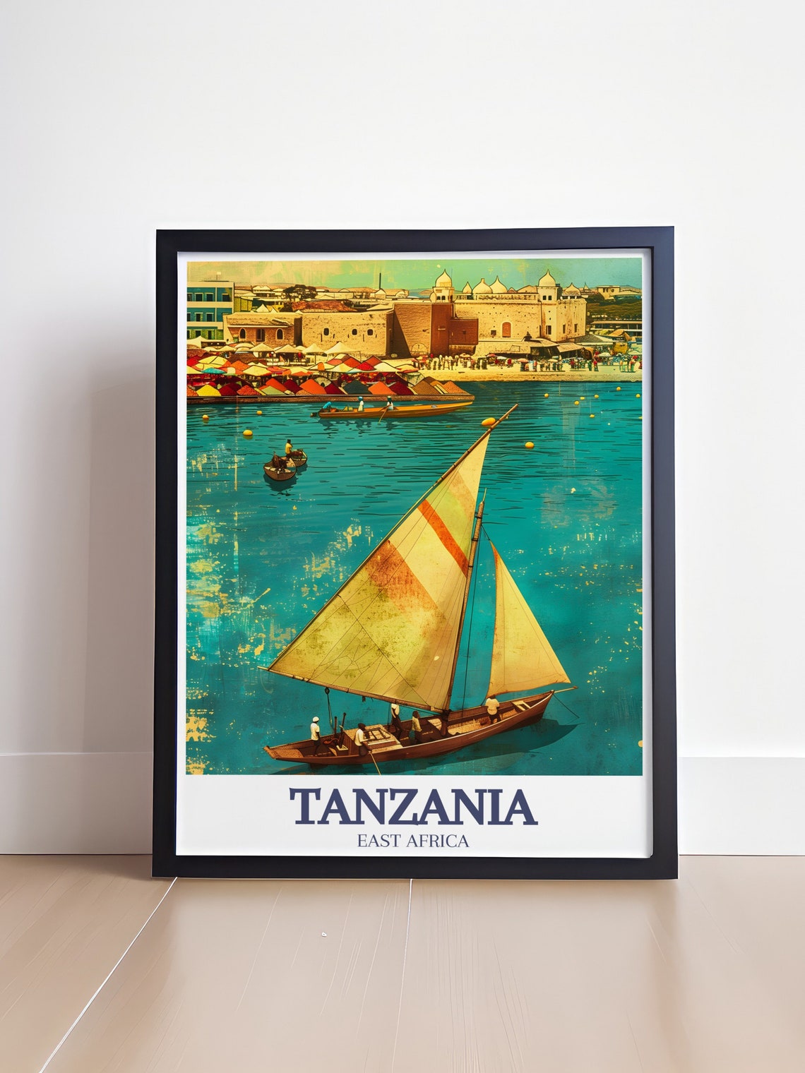 Tanzania Zanzibar Dhow Sailboat Old Town Waterfront Harbor Poster - Image 4