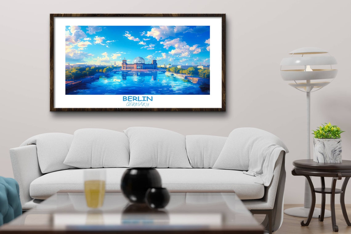 Berlin Reichstag Building with Glass Dome River View Travel Poster - Image 3