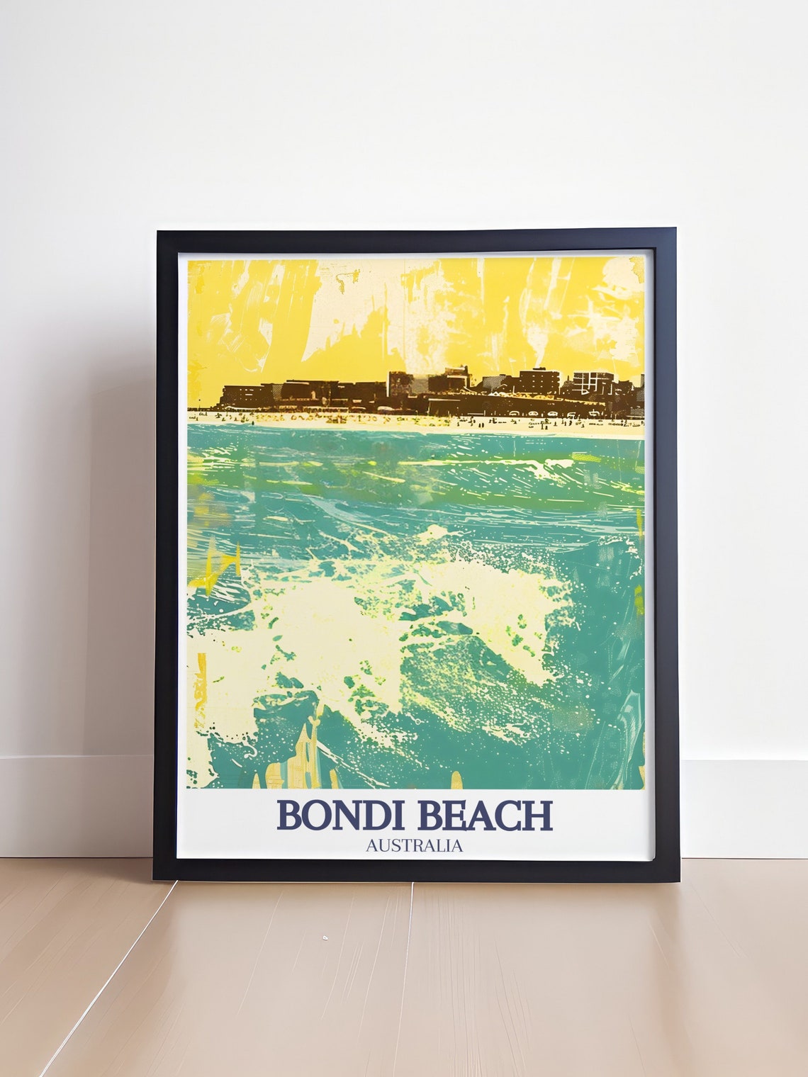 Bondi Beach Abstract Yellow Sky Ocean Surf Australia Wall Art - Image 4