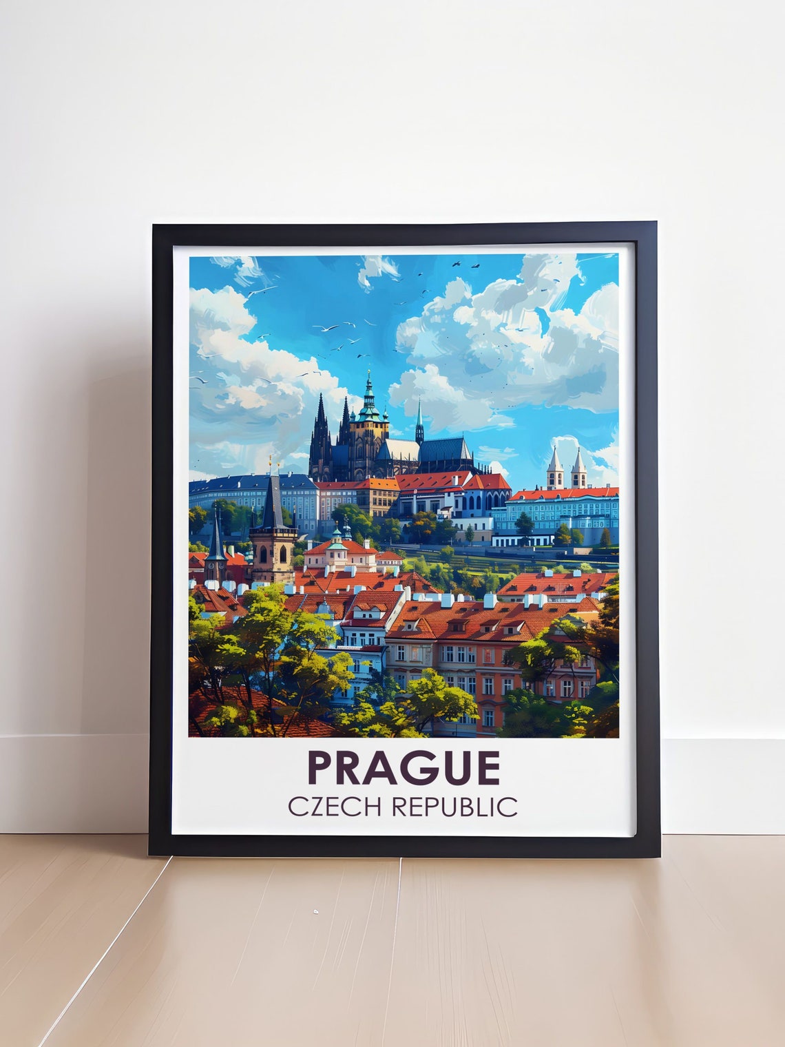 Prague Travel Poster Prague Castle Art Print Prague Castle Poster Europe Travel Print Framed Print Of Prague Castle Czech Republic - Image 4