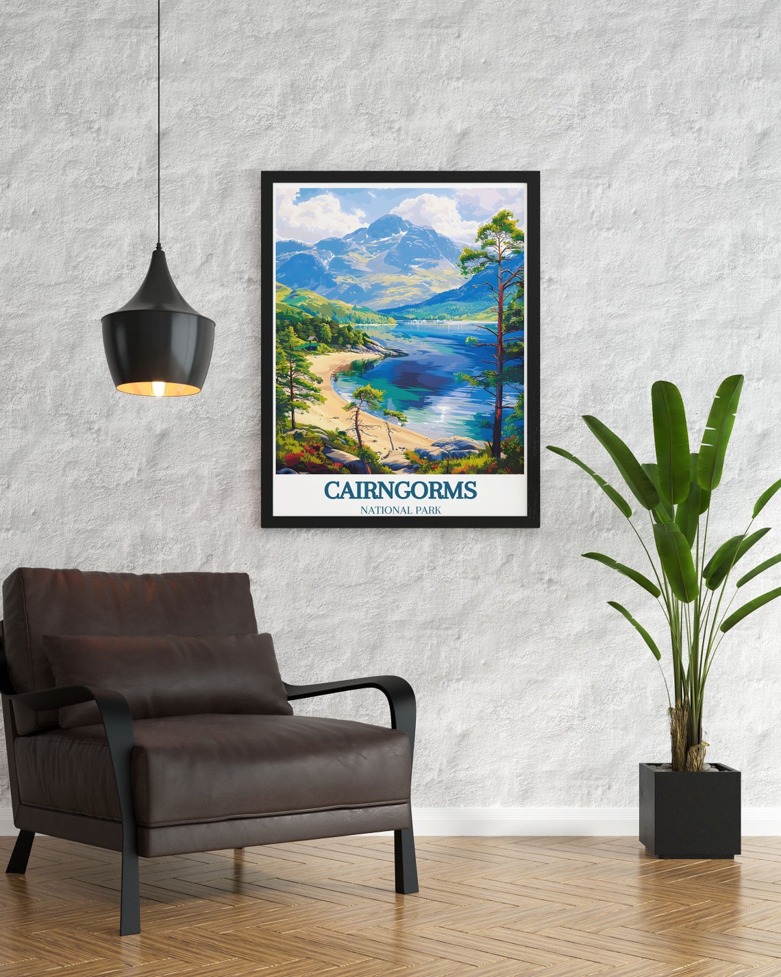 Cairngorms National Park Sandy Lake Shore Pine Landscape Poster - Image 2